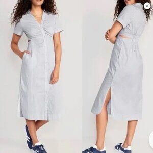 Old Navy Striped Cutout Midi Shirt Dress